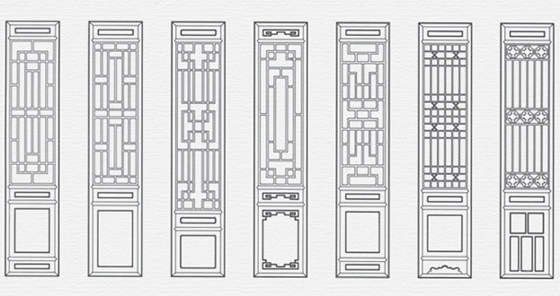 龙川常用中式仿古花窗图案隔断设计图